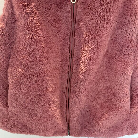 J. Crew Factory Women's Plush Faux Fur Full Zip Vest Guava Berry Small - Picture 3 of 8
